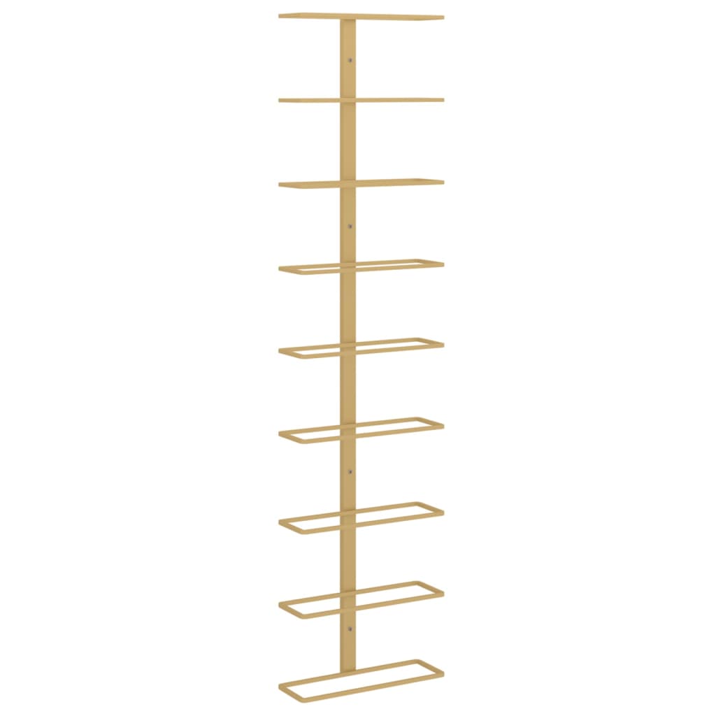 Wall-mounted Wine Rack for 9 Bottles Gold Iron